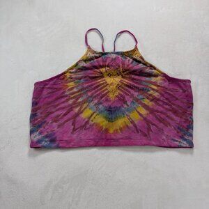 Earthbound Trading Co. Tie-Dye Halter Crop Top - XXL Organic Cotton